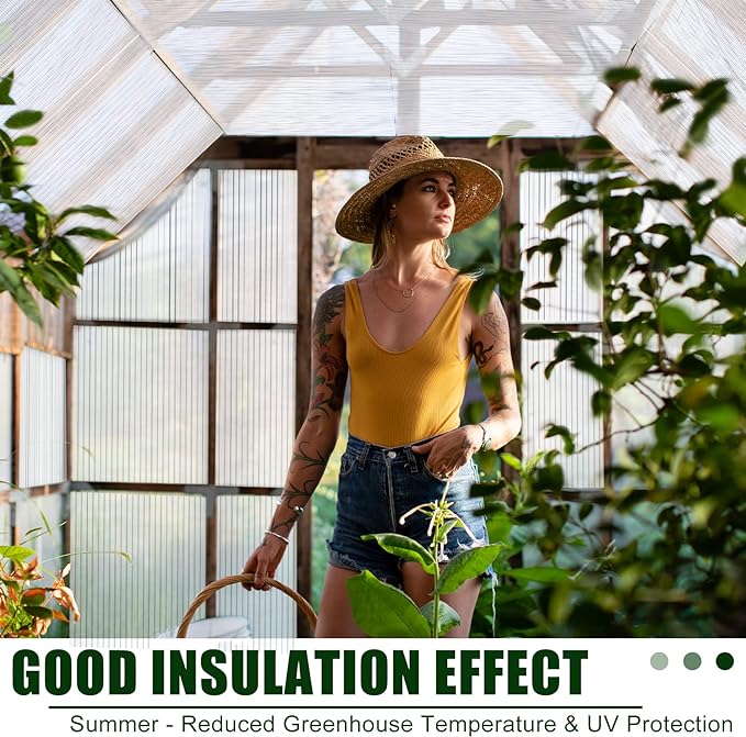 Tatuo 24 Pack 4' X 2' X 0.16'' Polycarbonate Greenhouse Panels Polycarbonate Sheets Twin-Wall Roof Panels Waterproof UV Protected Clear Corrugated Plastic Roofing for Greenhouse Replacement