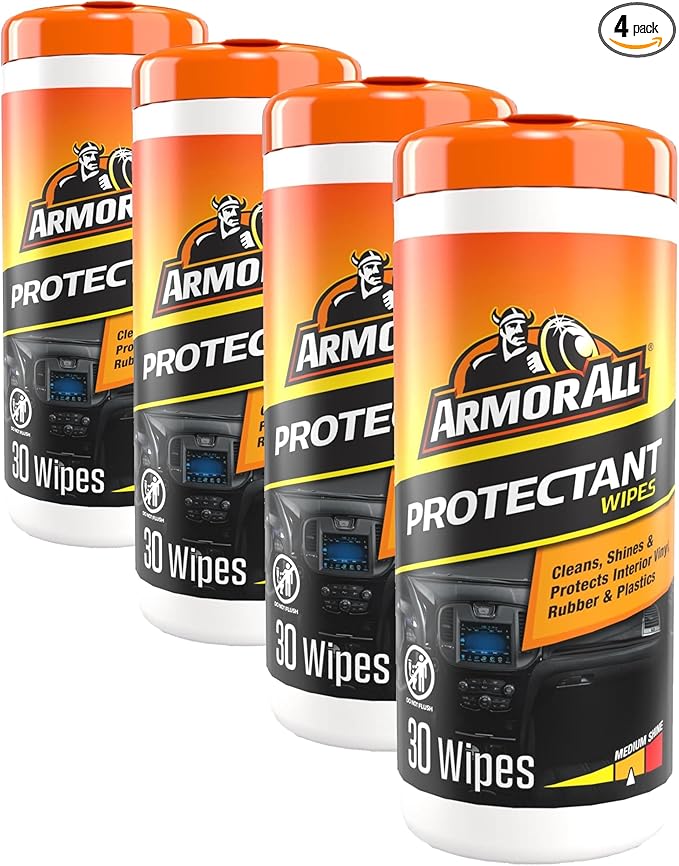 Armor All Original Protectant Wipes,Car Interior Cleaner Wipes with UV Protection to Fight Cracking & Fading,30 Count (Pack of 4)