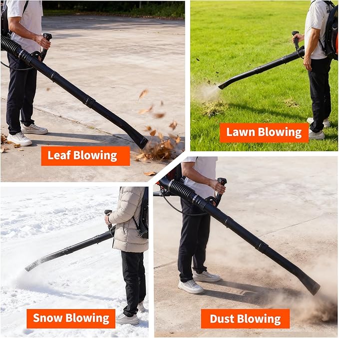 66CC Backpack Blower, 4-HP 2-Cycle Gas Leaf Blower with 880 CFM & 320 MPH, Backpack Leaf Blower, Powerful Clearing Performance for Wet Leaf & Debris Clean & Snow Removal