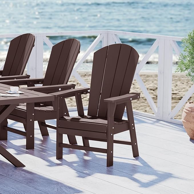 WestinTrends Malibu Malibu Outdoor Patio HDPE Plastic Adirondack Dining Chair Dark Brown