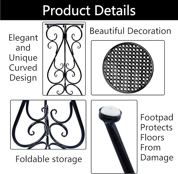 NAKUPE Metal Plant Stand Indoor Outdoor, Single Flower Pot Stands 22.5 Inch Tall, Planter Pedestal Holder for Patio Corner Garden Porch Farmhouse, Black(1 Pack)