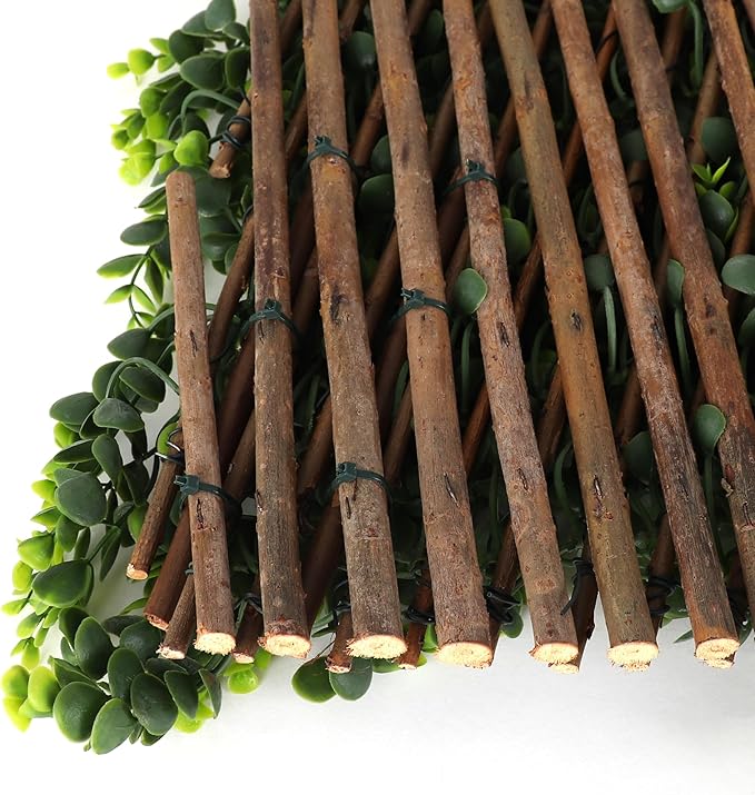 3rd Street Inn™ Leaf Trellis - Bamboo Greenery Panel - Boxwood and Ivy Privacy Fence Substitute - DIY Flexible Fencing (4, Wintergreen)