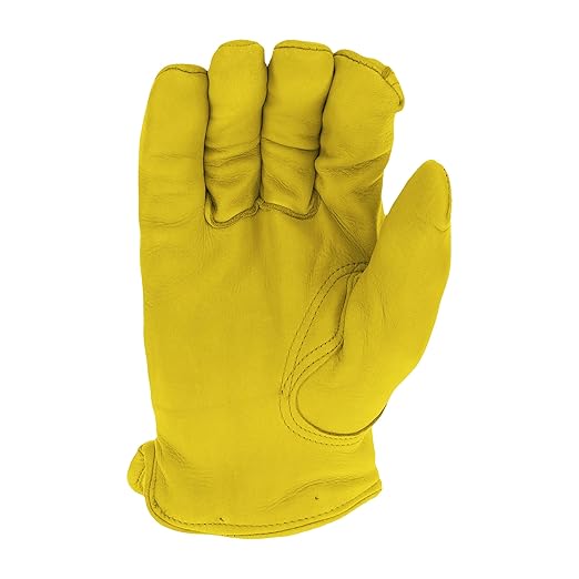 West Chester Men's Grain Deerskin Leather Thinsulate Glove, Leather Driver, Cold Weather Glove, Safety Glove, Large, (95000/L), Yellow