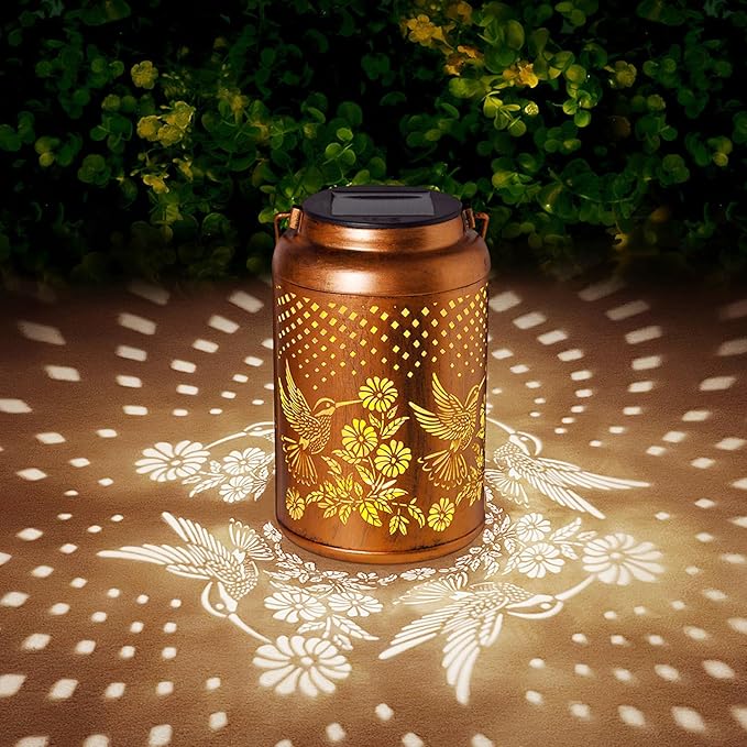 Hummingbird Solar Lantern Outdoor Waterproof Christmas Gifts for Women Mom Grandma Garden Decor Hanging Lights Metal Solar Decorative Outside for Patio Yard Pathway Landscape