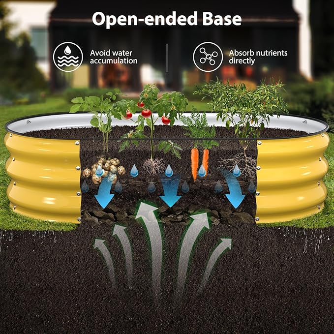 Raised Garden Bed Kit, 4x2x1 ft Galvanized Planter Box Outdoor with Safety Edging, Large Metal Raised Beds for Gardening Vegetables Flower Herb (Cream Yellow)