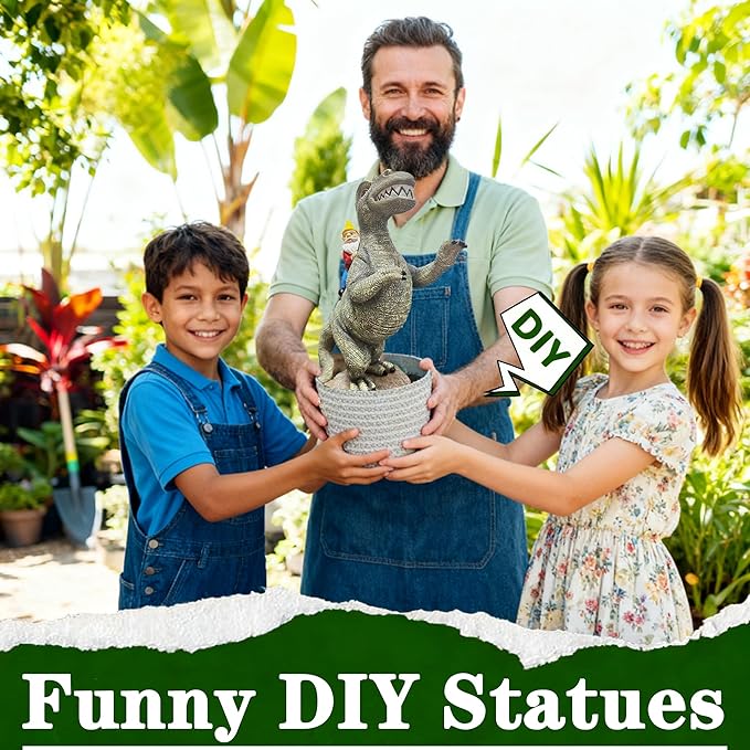 Slo y en i a Funny Garden Gnome Riding Dinosaur Statue - Resin Outdoor Decor for Yard,Patio,Lawn - Whimsical Dinosaur Sculpture Gift for Garden Lovers