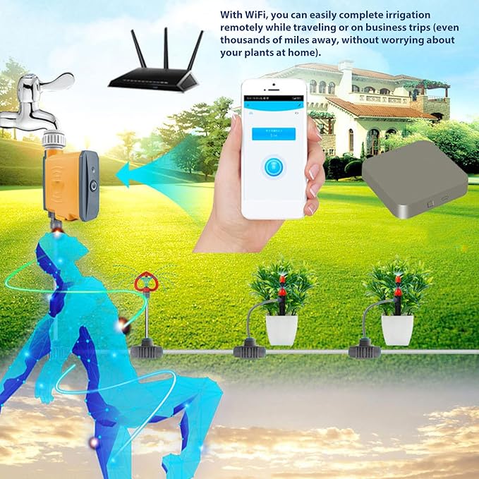 Irrigation Timer, Automatic Watering System for Garden Zigbee Sprinkler Timer Smart Controller with App Control and Remote Access Suitable for Home Green Wall and Drip