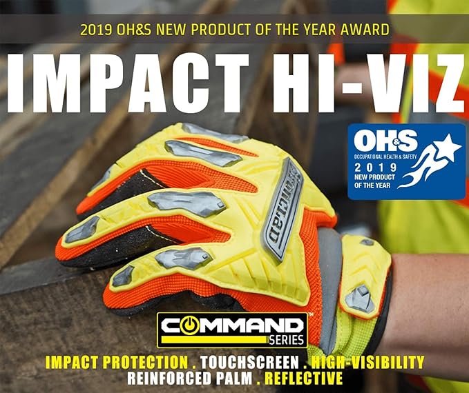 Ironclad Command Impact Work Gloves; Touch Screen Gloves Conductive Palm & Fingers, Impact Protection, Machine Washable