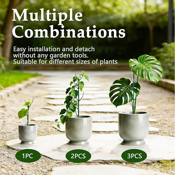 15 Pack Adjustable Plant Support Pole,Garden Stakes for Climing Plants Stem Support, Stackable Plant Accessories for Indoor Outdoor Potted Plants, Pothos, Vine, Flower Use