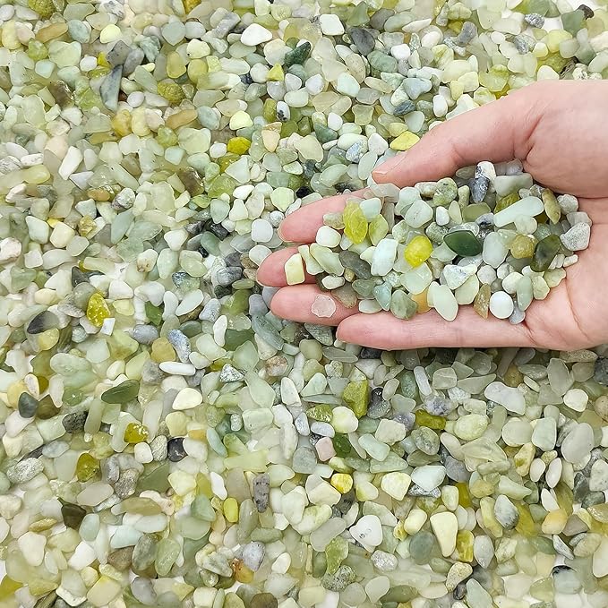 FANTIAN 5 lbs Jade Pebbles for Indoor Plants,1/4 inch Polished Gravel Rocks for Plants, Succulents, Cactus, Vases, Terrarium and Outdoor Gardening