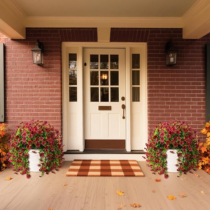 ZFProcess Artificial Hanging Flowers for Outdoors Spring Decoration, 2PCS Silk Fake Daisy Realistic Outdoor Flowers UV Resistant Porch Patio Window Yard Decor (Brown)