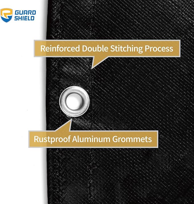 GUARD SHIELD Round Tarp Waterproof Heavy Duty Black 12 Feet Cover Outdoor Inflatable Pool Ground Cloth Tarps for Under Pool