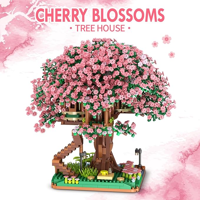 Yushinv Cherry Bonsai Tree Building Sets, Original Scene Music Building Kit 2138 Pcs,Type :Symphony. Sakura House Building Set, Cherry Tree Building Set, Sakura Set.