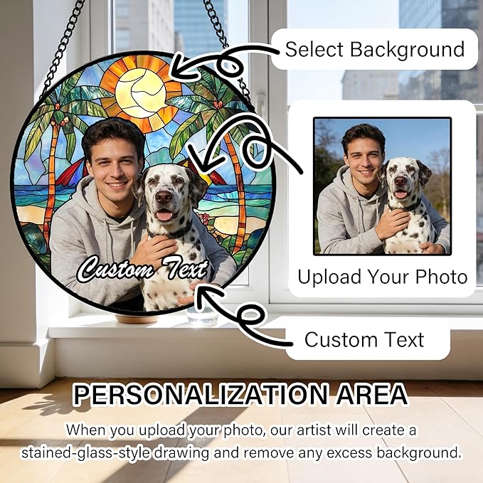 Personalized Custom Photo Mother in Law Gifts Stained Glass Window Hanging - Memorial Customized Ornaments Suncatchers Christmas Birthday Mother's Day for Lovers Women Men Dad Mom Grandma
