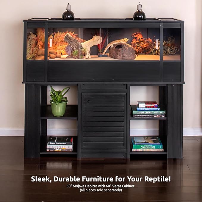 New Age Pet ECOFLEX 60" Wide X-Large Reptile Habitat, Mojave Lounge for Snakes, Tortoises & Lizards in Maple, Black & Grey, Easy Assembly, Sliding Glass Doors & Mesh Top