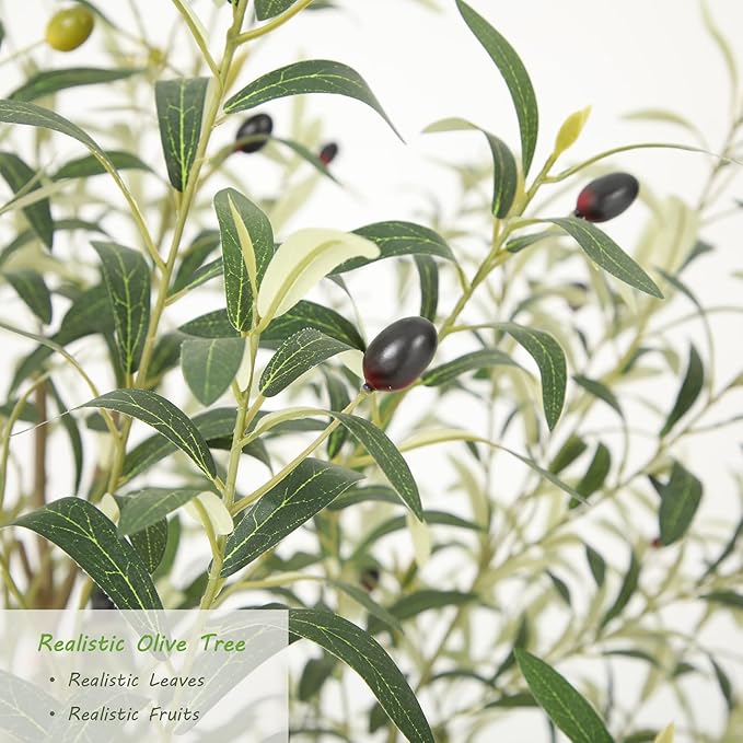 Nafresh Super Full Faux Olive Tree, 7FT Artificial Olive Tree Indoor, Fake Silk Trees with Realistic Leaves and Lifelike Fruits for Indoor Outdoor Living Room Corner Office Bedroom Home Decor