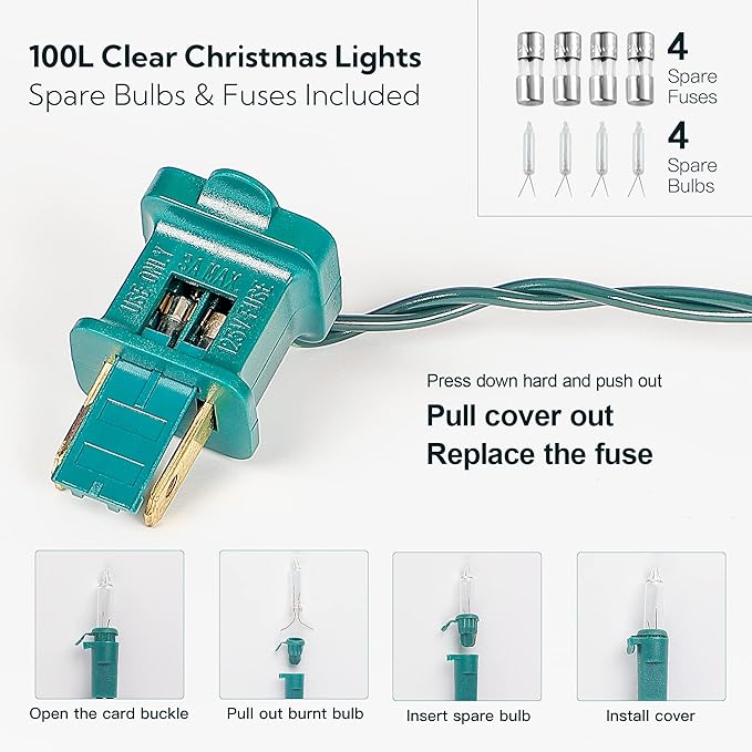 White Christmas Lights,100 Count Clear Mini Lights Incandescent Christmas Tree String Lights, Connectable for Christmas Decoration, Garland, Home, Patio, Wedding, Party, Festival (23 Feet)