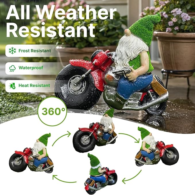 LnzhausciaGarden Gnome Statues Decor with Solar Lights, Large Outdoor Decorations for Yard Porch Lawn Balcony Patio, Housewarming Gifts