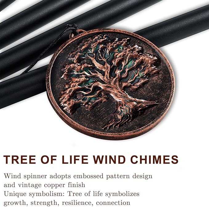 Gabzart Wind Chimes for Outside, Vintage Tree of Life Deep Tone Wind Chime Outdoor Clearance, Memorial/Festivals/Birthday Gift for Mom Dad Women Grandma, Garden Porch Patio Decor (34" Tree of Life)