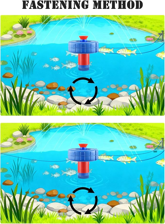 Plastic Pond Fountain Aerator, 15000 GPH Fountain Pump, 750W (1HP) Pond Pump with 100 ft Power Cord and Two 30 ft Tie-Down Ropes, Pond Aerator for Outdoor Ponds and Lakes