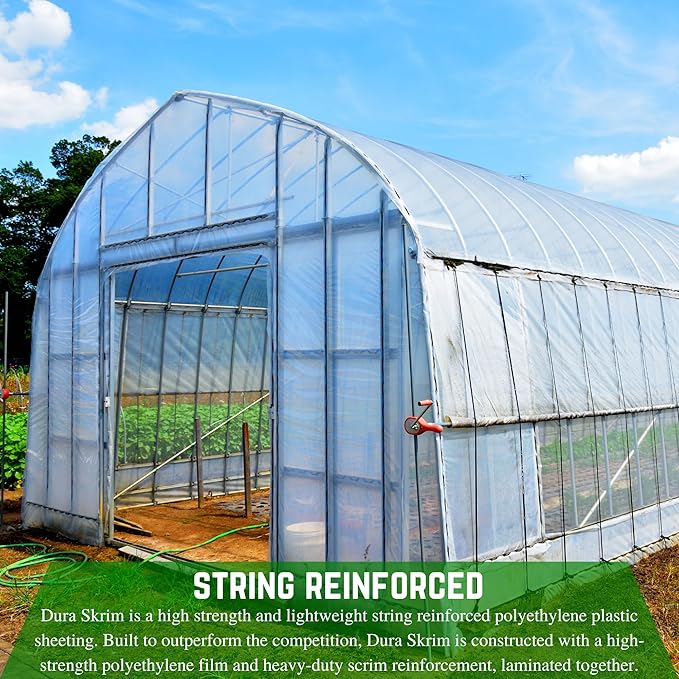 Farm Plastic Supply - String Reinforced 4 Year UV Resistant 10 mil Clear Greenhouse Plastic Sheeting - 4 Year UV Resistant Polyethylene Greenhouse Film, Hoop House Green House Cover (42' x 10')