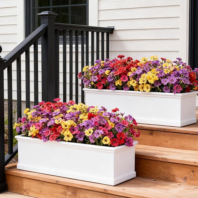 Stymedeca Artificial Flowers for Outdoor Faux Plants for Spring Summer Decoration, UV Resistant Realistic Silk Plastic Fake Flowers Garden Porch Patio Balcony Yard Front Home Decor, 24 Bundles