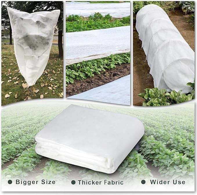 Rohuis Plant Covers Freeze Protection Winter, 10ftx50ft Frost Blanket for Outdoor Plants, Frost Cloth Plant Freeze Protection, Reusable Garden Floating Row Cover for Vegetables Tree