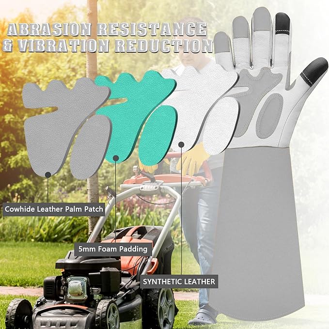 SLARMOR Long-Gardening-Gloves for Women/Men - Thorn Proof Rose Pruning Gloves Heavy Duty Gauntlet, Best Garden Gifts for Gardener-L
