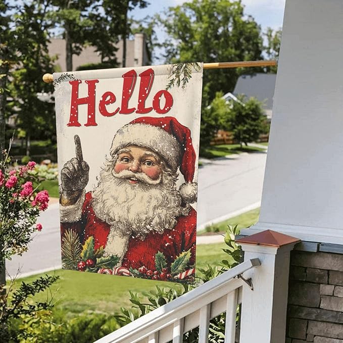 Santa Claus Garden Flag Vertical Double Sided Outdoor Yard Flags 12.5x18 Inch Burlap Banners Vertical Double Sided for Outdoor Decor Lawn