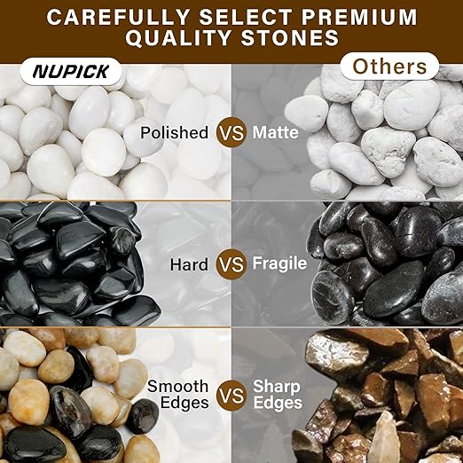 NUPICK 12lb River Rocks for Plants Indoor, 2-3Inch Mixed Pebbles for Vases Fillers, Decorative Gravel for Fish Tank, Natural Polished Stones for Succulent, Bonsai, Landscaping, Bird Baths
