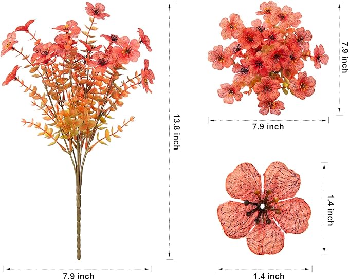 florisso Artificial Fall Flowers Fake Mums for Outdoor Autumn Decoration, 12 Bundles Faux Silk Orange Yellow Mums Daisy Look Real UV Resistant for Outside Home Porch Patio Planter