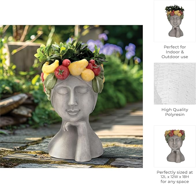 Sagebrook Home Polyresin Face Planter - Enrich Your Space with Greenery
