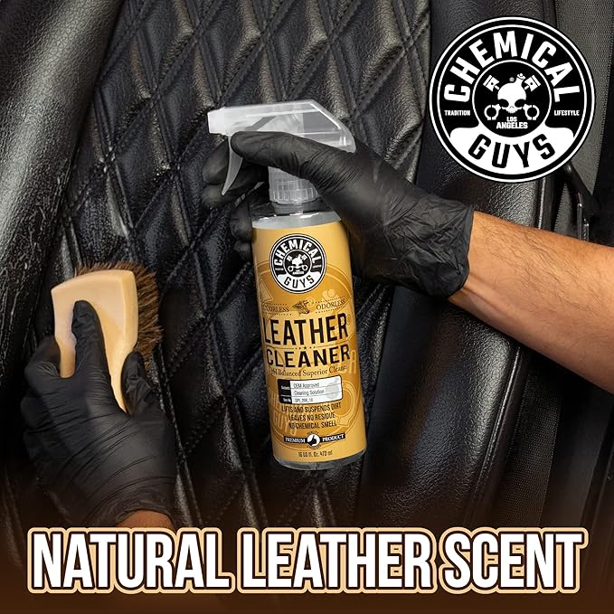 Chemical Guys Leather Cleaner & Leather Serum Kit for Car Interiors, Furniture, Apparel, Shoes, Boots, and More (Works on Natural, Synthetic, Pleather, Faux Leather and More), 16 fl oz - 2 Items