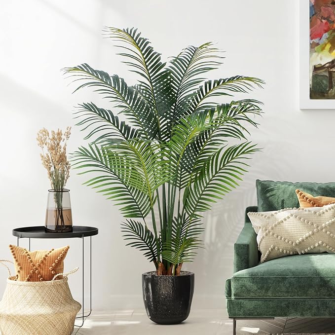 Yepdin Artificial Tropical Palm Plant - 5 Ft Artificial Tree with Plastic Pot for Office and Home Decor, Tall Faux Plants for Indoors and Outdoors, Artificial Silk Palm Housewarming Gift,K150