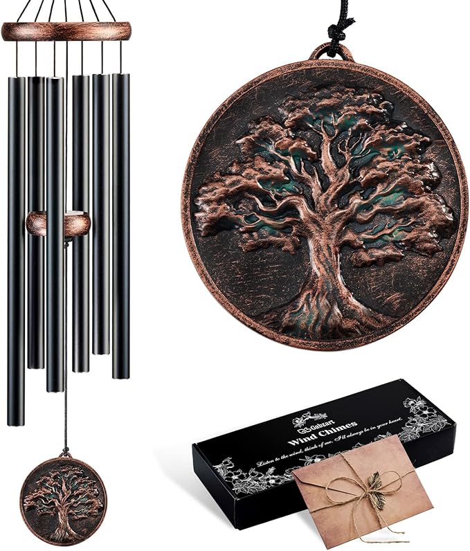 Gabzart Wind Chimes for Outside, Vintage Tree of Life Deep Tone Wind Chime Outdoor Clearance, Memorial/Festivals/Birthday Gift for Mom Dad Women Grandma, Garden Porch Patio Decor (32" Tree of Life)