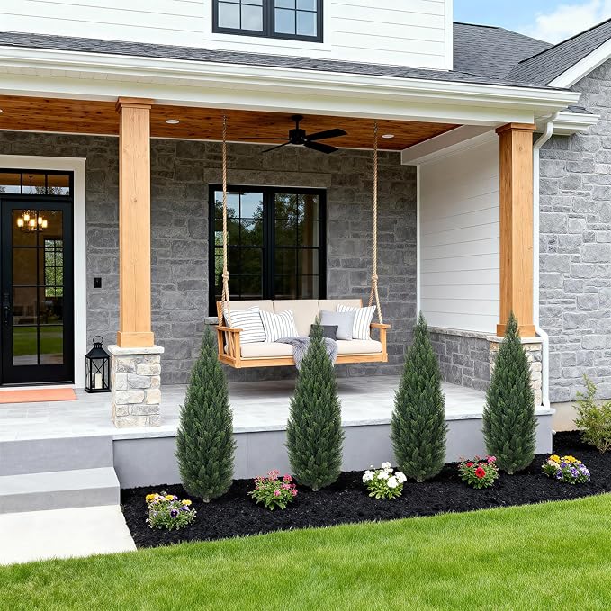 Artificial Cedar Trees Outdoors 4FT - UV Resistant Indoor Faux Topiary Trees, Realistic Potted Cypress Plants for Outside Planter, Fake Shrubs for Home Entrance Patio Front Porch Decor, Set of 2