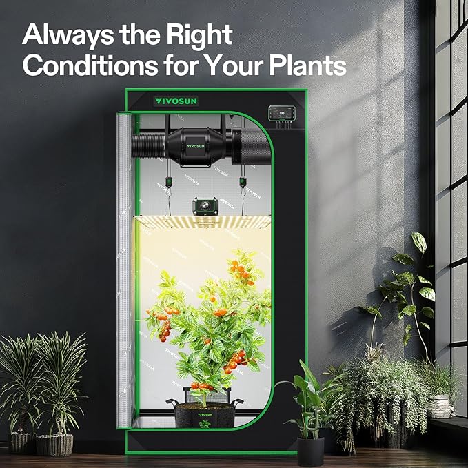 VIVOSUN Smart Grow Tent Kit 2.7 × 2.7ft WiFi-Integrated Automatic Complete Grow System with Full Spectrum LED Grow Light, Efficient Ventilation System with GrowHub E42A+ Controller