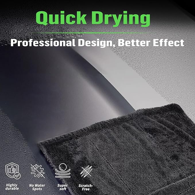 Shower Cleaning Cloths, Premium Car Drying Towel | Ultra Absorbent Twisted-Loop Design| Microfiber Towel for Car, Shower Cabin, Household