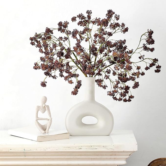 3 Pcs Plum Faux Berry Stems Artificial Dusty Sedum Berry Stems Picks Branches Faux Spray for DIY Holiday Farmhouse Home Mantel Harvest Decorations (16 Inch)