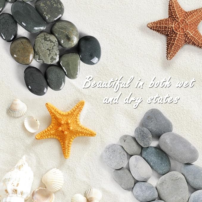 Ausluru 11LB Stones Pebbles River Rocks, 100% Natural Hand-Picked Premium Decorative Pebbles, Ideal for Garden Landscaping, Home Decor, Aquariums, Painting, Crafting and Gifts, Green