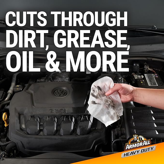 Armor All Heavy Duty Car Cleaning Wipes, 25 Count Canister, Interior Car Wipes, Also Great for Tools, Car Parts and Lawn Care Equipment
