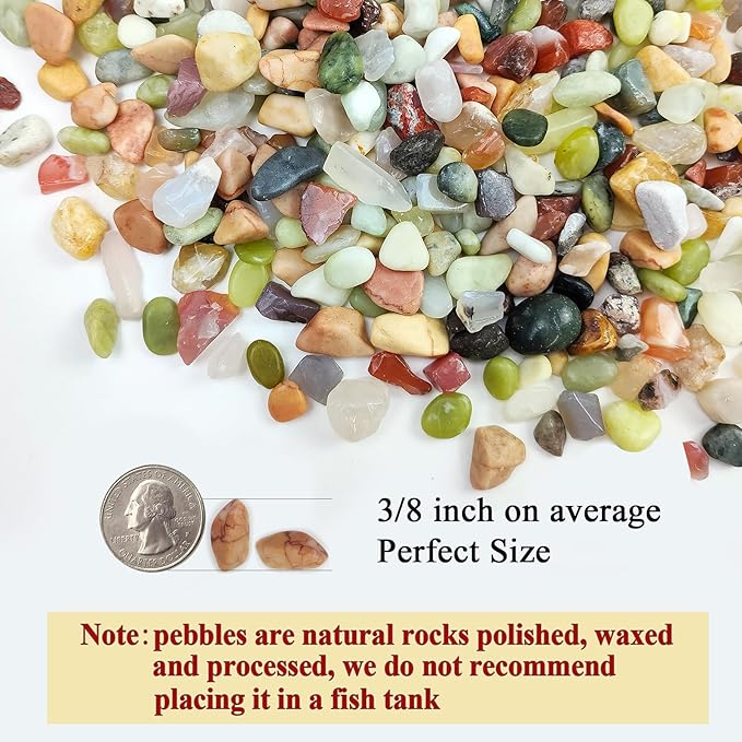 FANTIAN 2 Pounds Pebbles for Plants, 3/8 Inch Succulent Rocks, Decorative Polished River Rocks for Plants Indoor, Vases, Cactus Planters, Bird Bath, Craft and Fairy Garden