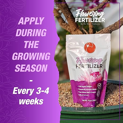 Ho Yoku Bonsai Fertilizer Pellets for Flowering Trees - Bonsai Food Designed for Bougainvillea, Azalea, Wisteria, and Other Trees - Increase Blooms with This Slow Release Granular Bonsai Tree Fertilizer