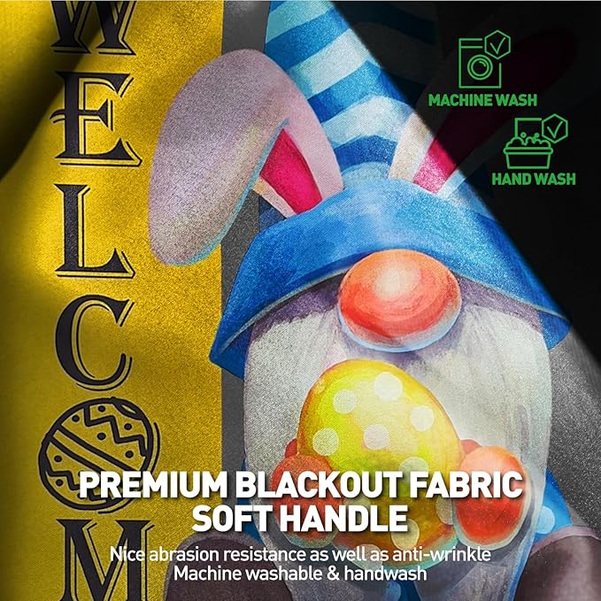 Welcome Easter Gnome Garden Flag, Gnome with Bunny Ears Eggs Blue Yard Outside Decorations, Outdoor Small Vertical Decorative Blackout Flags Double Sided 12 x 18