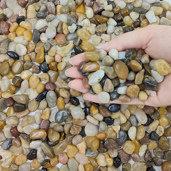 FANTIAN Poilished Fish Tank Gravel, 3/8 Inch Pebbles for Indoor Plants, Decorative Stones River Rocks for Succulent Soil Cover, Cactus, Aquarium, Vase Filler and Outdoor Garden Landscaping