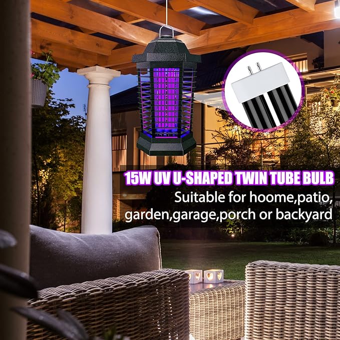Zapper Light Bug Zapper Replacement Bulbs Insect Attracting Lamp FUL15W BL U Shaped Twin Tube Fluorescent UV Lamp 7.56 x 1.80 x 0.93 inch (Black,2 Pieces)