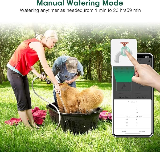 Smart Water Hose Timer Sprinkler Timer with 2 Outlet, Automatic Irrigation System Controller for Lawns and Yard, Compatible with Alexa