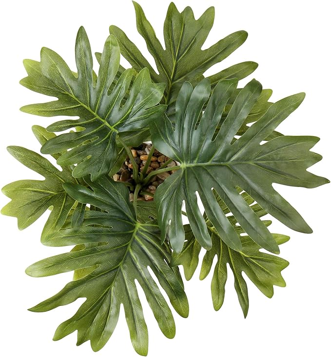 Briful Artificial Monstera Plant in Black Pot, 18" Tall Faux Tropical Greenery Potted Philodendron Plant for Home Office Tabletop Shelf Decoration
