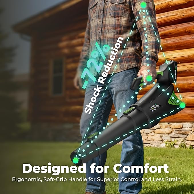 20V Handheld Electric Cordless Leaf Blower with 2.0Ah Battery & Fast Charger, Powerful up to 93 MPH, 350 CFM Stepless Speed Control, Powerful for Yard Cleaning