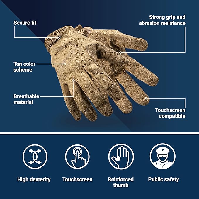 HexArmor Law Enforcement Search Safety Tactical Work Gloves, HexBlue 2132 Series